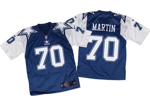 Nike Cowboys #70 Zack Martin Navy Blue/White Throwback Men's Stitched NFL Elite Jersey - Click Image to Close